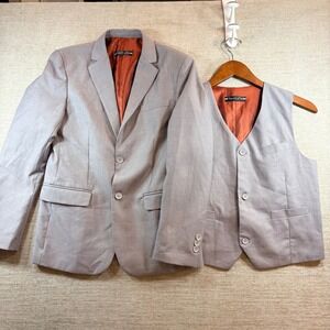 YuanLu Boys Light Gray 2 Piece Suit Set Blazer Vest 14Y Formal Wedding